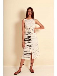 Linen Sleeveless Dress with Wrap Belt